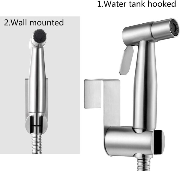 Ruční sprcha pro bidet s přívodem teplé vody, vyrobená z nerezové oceli, určená pro použití u toalety