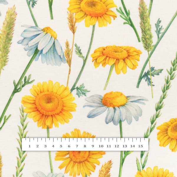 Biante Oblý podsedák PML-104 Bílé a žluté kopretiny na bílém - 39x37x3 cm
