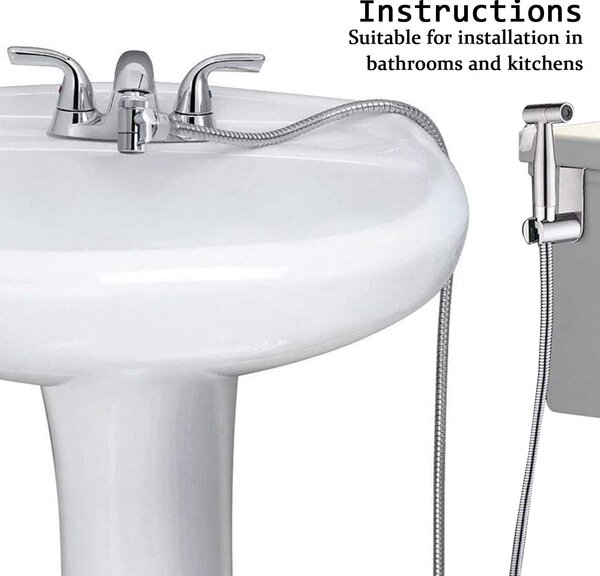 Ruční sprcha pro bidet s přívodem teplé vody, vyrobená z nerezové oceli, určená pro použití u toalety