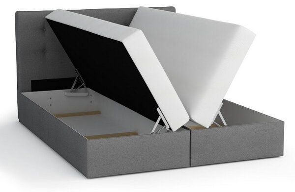 Boxspringová postel s úložným prostorem PURAM - 200x200, tmavě šedá