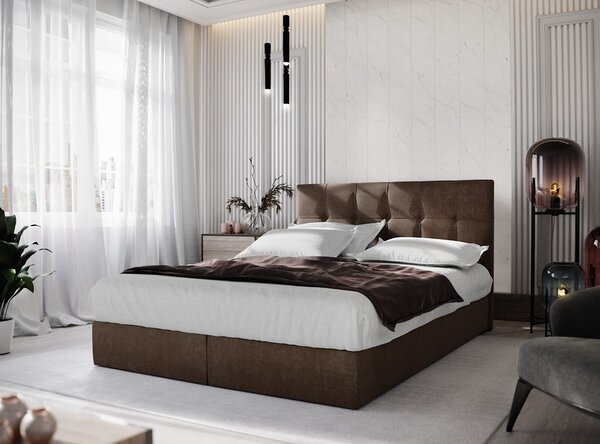 Boxspringová postel s úložným prostorem PURAM COMFORT - 140x200, hnědá