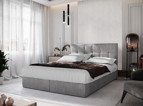 Boxspringová postel s úložným prostorem PURAM COMFORT - 180x200, šedá