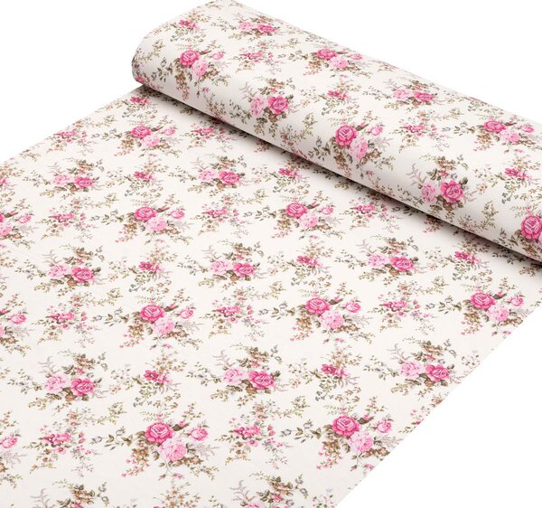 Biante Dekorační oválný ubrus PML-107 Růžové růžičky na bílém 50x100 cm