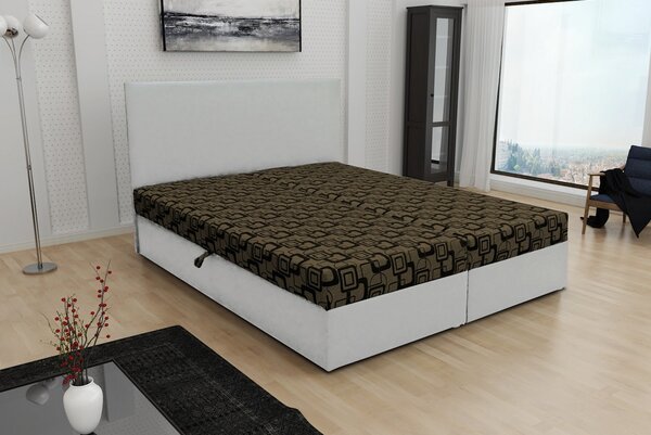 Boxspringová postel s úložným prostorem DANIELA COMFORT - 160x200, bílá / hnědá