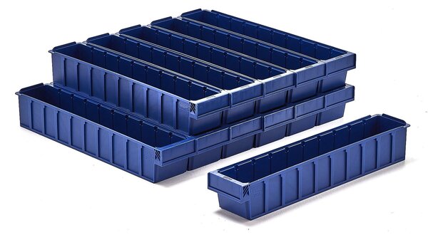 AJ Produkty Plastový box DETAIL, 600x115x100 mm, modrý, bal. 12 ks