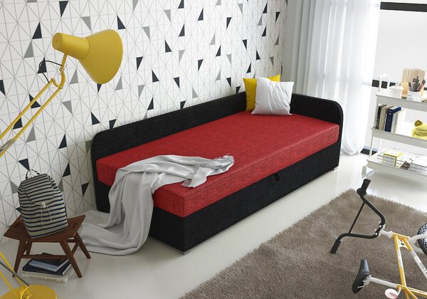 Jednolůžková čalouněná postel VALESKA COMFORT - 80x200, pravá, červená / černá