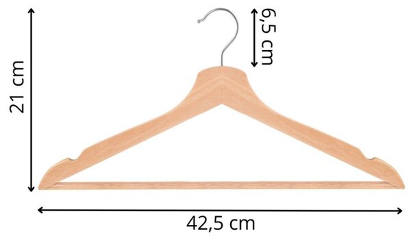 Dřevěná ramínka 30 ks SPRINGOS HG0086 přírodní
