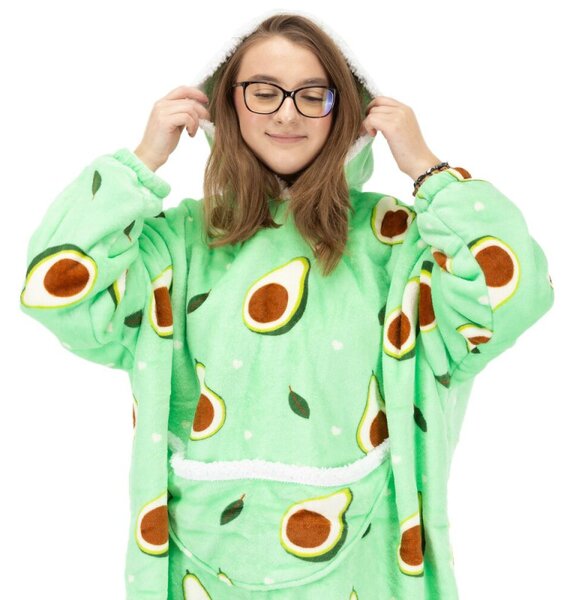 Mikinová deka Oversize s kapucí SPRINGOS HA7571 zelená