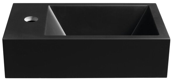 Sapho Sapho, AMAROK litý mramor umyvadlo 40x22cm, černá matná, baterie vlevo, AR400B