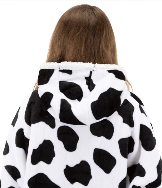 Mikinová deka oversize s kapucí SPRINGOS HA7570 bílo-černá