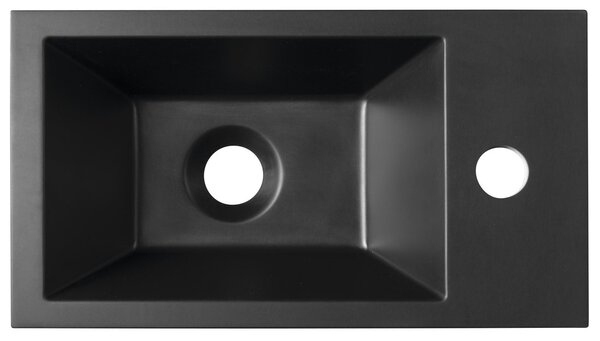 Sapho Sapho, AMAROK litý mramor umyvadlo 40x22cm, černá matná, baterie vpravo, AR500B