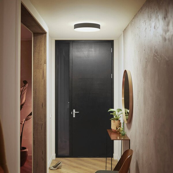 Philips Hue Stropní svítidlo Enrave LED 38,1 cm černé, stmívatelný, Černá, Obývací pokoj / jídelna, kov, Moderní
