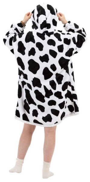 Mikinová deka oversize s kapucí SPRINGOS HA7570 bílo-černá