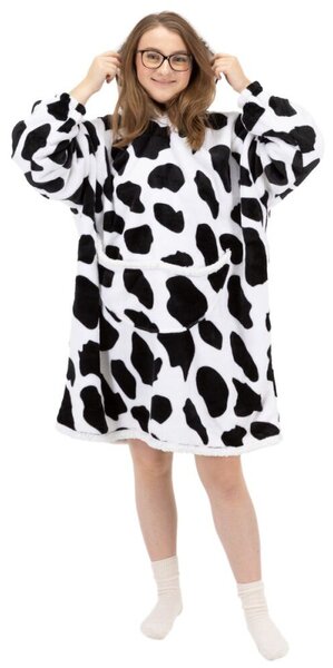 Mikinová deka oversize s kapucí SPRINGOS HA7570 bílo-černá