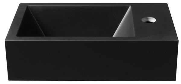 Sapho Sapho, AMAROK litý mramor umyvadlo 40x22cm, černá matná, baterie vpravo, AR500B