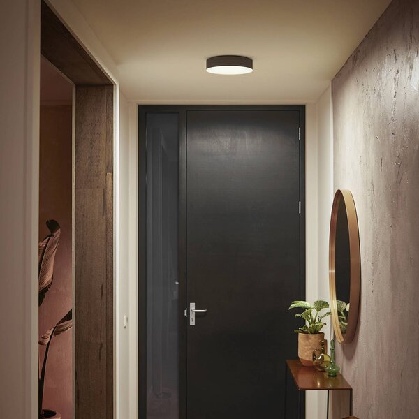 Philips Hue Stropní svítidlo Enrave LED 26,1 cm černé, stmívatelný, Černá, Obývací pokoj / jídelna, kov, Moderní