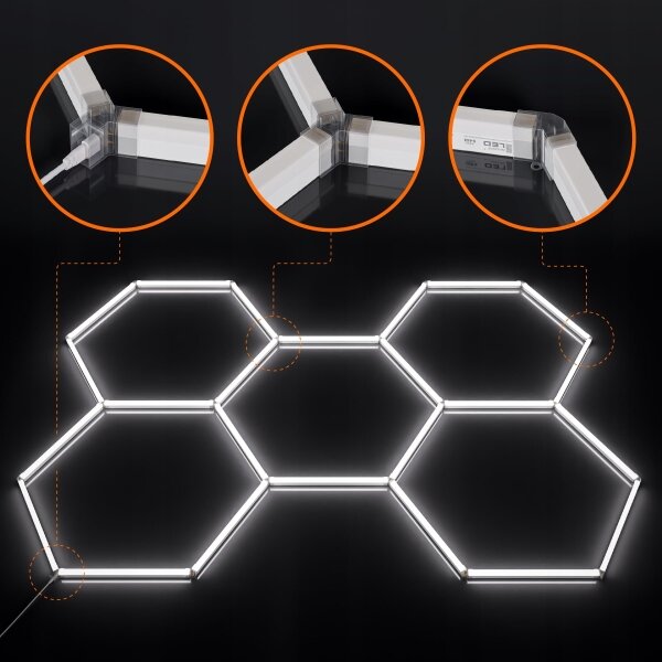LED Stm stropní svítidlo HEXAGON LED/240W/85-265V 5000K CRI 90 IP54 bílá
