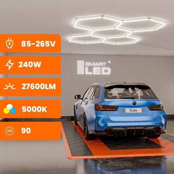 LED Stm stropní svítidlo HEXAGON LED/240W/85-265V 5000K CRI 90 IP54 bílá