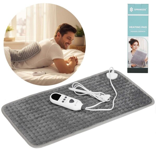 Vyhřívací podložka elektrická 30x60 cm SPRINGOS HA7565 šedá