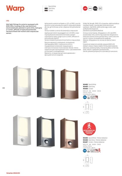 Redo 90487 - LED Venkovní nástěnné svítidlo se senz. WARP LED/8W/230V IP44 hnědá