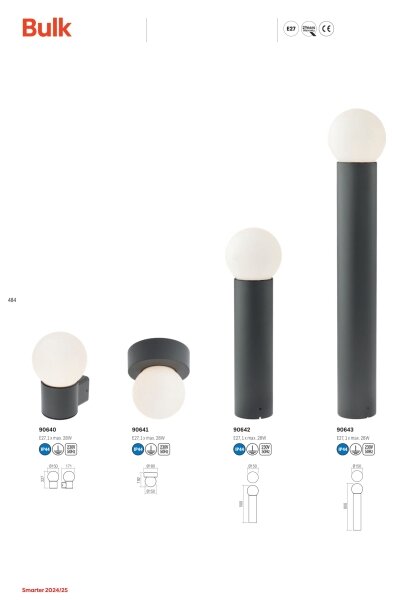 Redo 90643 - Venkovní lampa BULK 1xE27/28W/230V 80 cm IP44 antracit