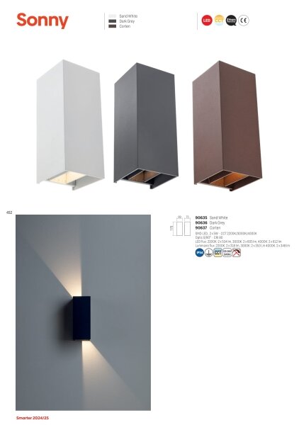 Redo 90635 - LED Venkovní svítidlo SONNY 2xLED/5W/230V 2200/3000/4000K IP54 bílá