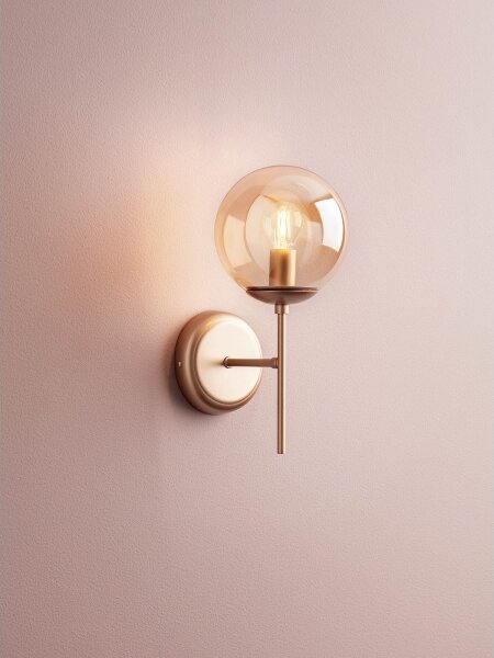 Redo 01-2942 - Nástěnná lampa MUNDI 1xE14/28W/230V měď/kouřová