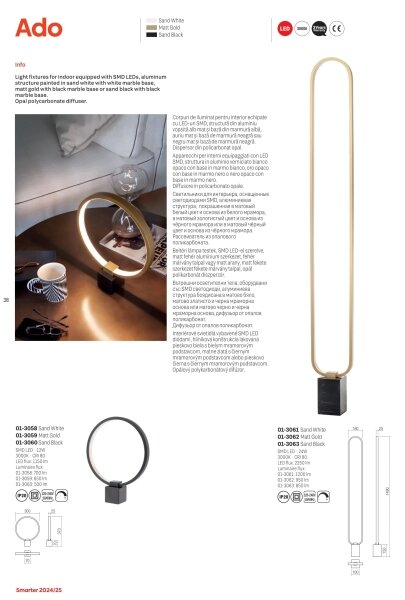 Redo 01-3062 - LED Stmívatelná stojací lampa ADO LED/24W/230V zlatá
