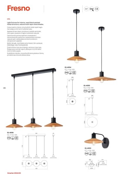 Redo 01-4053 - Nástěnná lampa FRESNO 1xE27/42W/230V