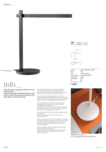 Redo 01-2212 - LED Stm. stolní lampa OMEO LED/5,5W/230V 3000/4500/6500K bílá