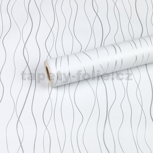 Samolepící tapety 45 cm x 10 m IMPOL TRADE 9032 stříbrné vlnovky samolepící tapety