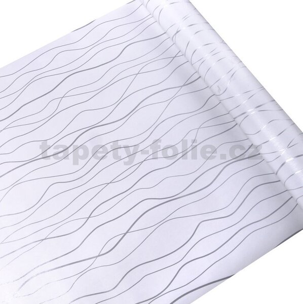 Samolepící tapety 45 cm x 10 m IMPOL TRADE 9032 stříbrné vlnovky samolepící tapety