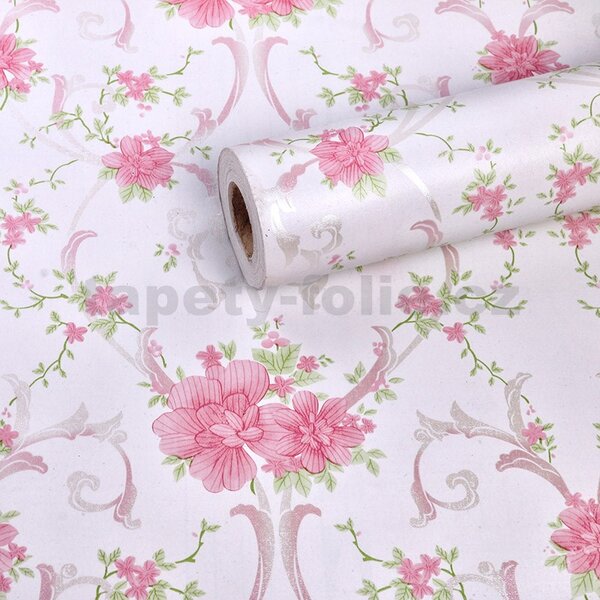 Samolepící tapety 45 cm x 10 m IMPOL TRADE 9111 růžové květinky samolepící tapety
