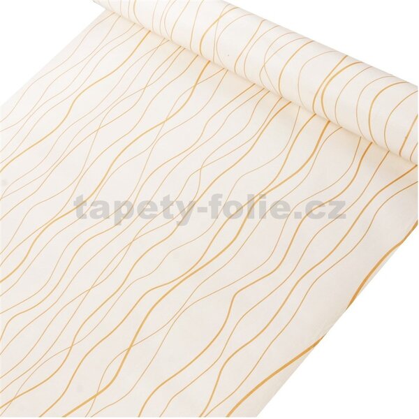 Samolepící tapety 45 cm x 10 m IMPOL TRADE 9146 vlnovky na krémovém podkladu samolepící tapety