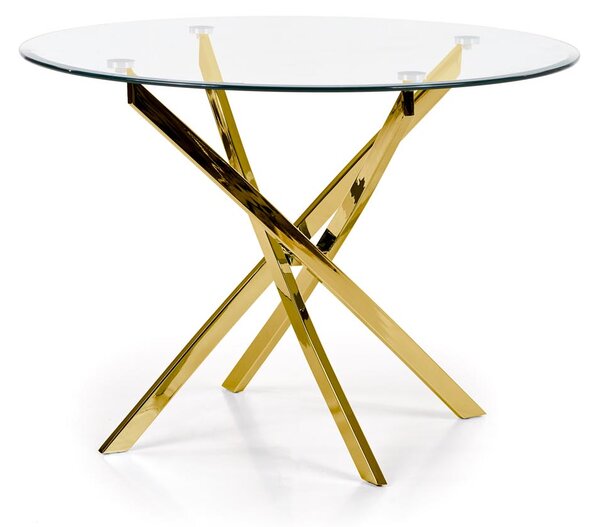 Kulatý stůl Raymond 100 cm - transparentní / zlaté nohy