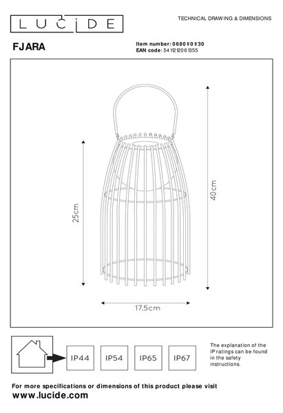 Lucide 06801/01/30 LED venkovní stolní lampička Fjara 1x0,3W | 30lm | 2800K | IP44 - černá, stmívatelná, kovová, nabíjecí