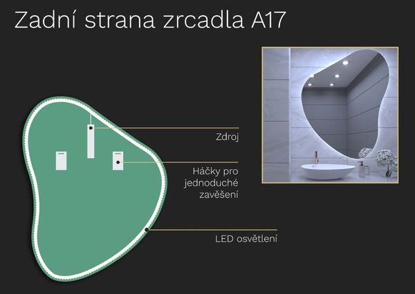 Organické LED zrcadlo do koupelny s osvětlením A17