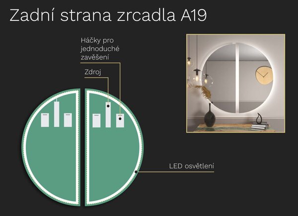 Atypické zrcadlo LED osvětlením A19