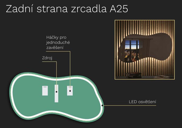 Organické LED zrcadlo s osvětlením A25