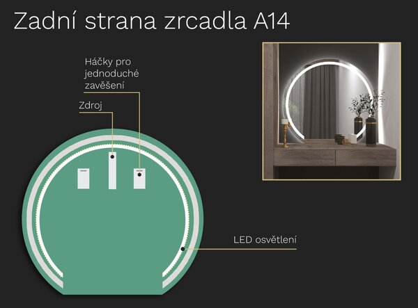 Atypické zrcadlo s LED osvětlením A14