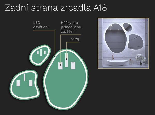Organické LED zrcadlo do koupelny osvětlením A18