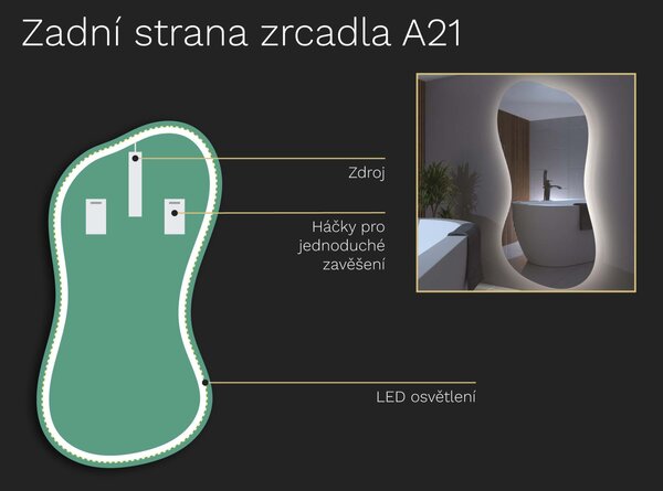 Organické LED zrcadlo s osvětlením A21