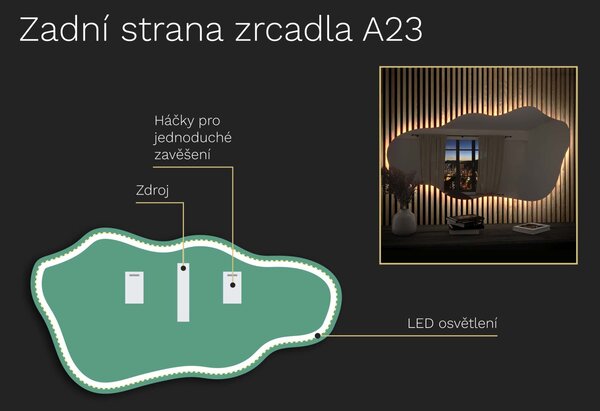 Organické LED zrcadlo s osvětlením A23