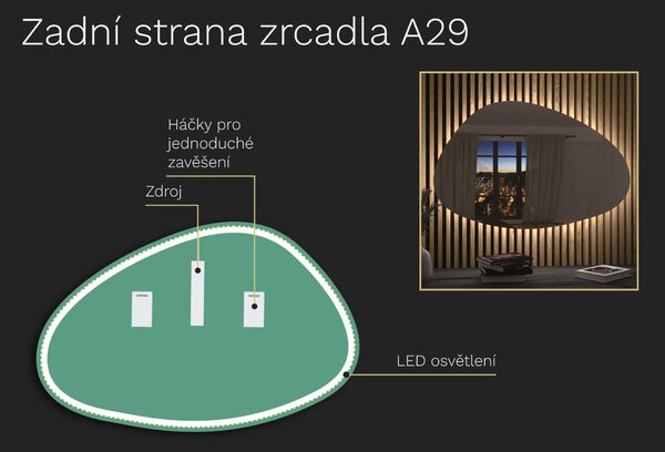 Organické LED zrcadlo s osvětlením A29