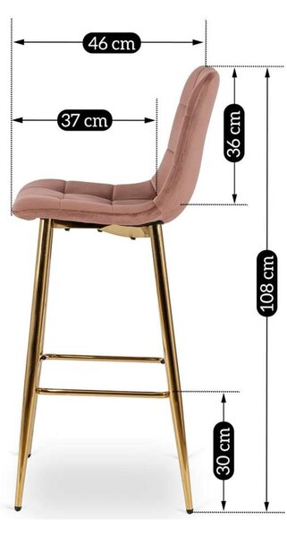 Barová židle Tauba Velvet, růžová