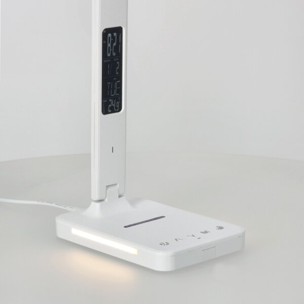 LED Stm. lampa s bezdr. nab. QI, displejem a USB portem LED/7W/230V 3000-6000K