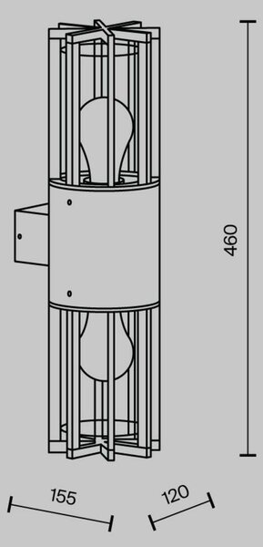 MAYTONI Nástěnné svítidlo Barrel E27x2 15W IP 54 O453WL-02GF