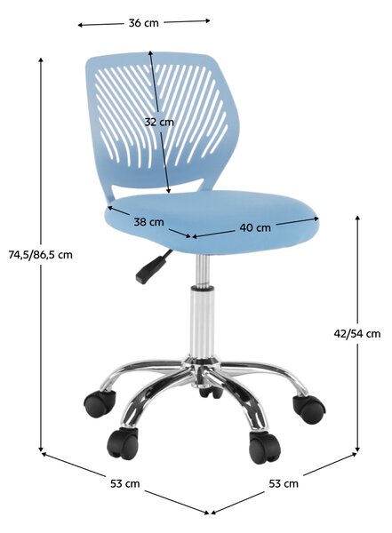 Dětská židle PIXIE - modrý polyester