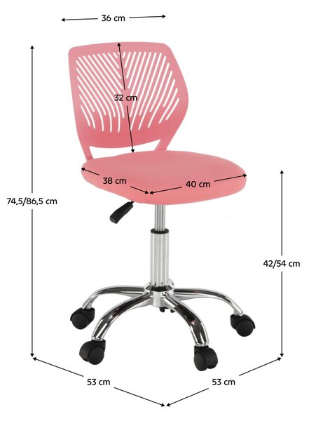 Dětská židle PIXIE - růžový polyester