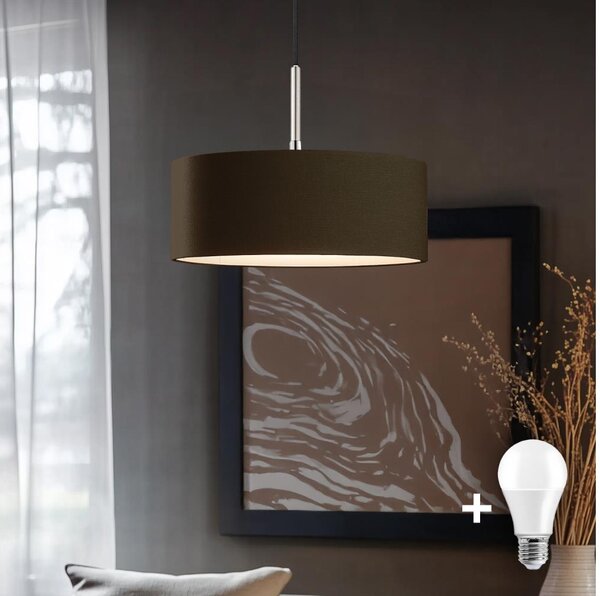 Eglo - LED Lustr na lanku TUNJA 1xE27/60W/230V hnědá